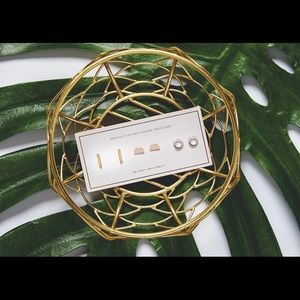 GEO EARRING STUDS IN MIXED METALS